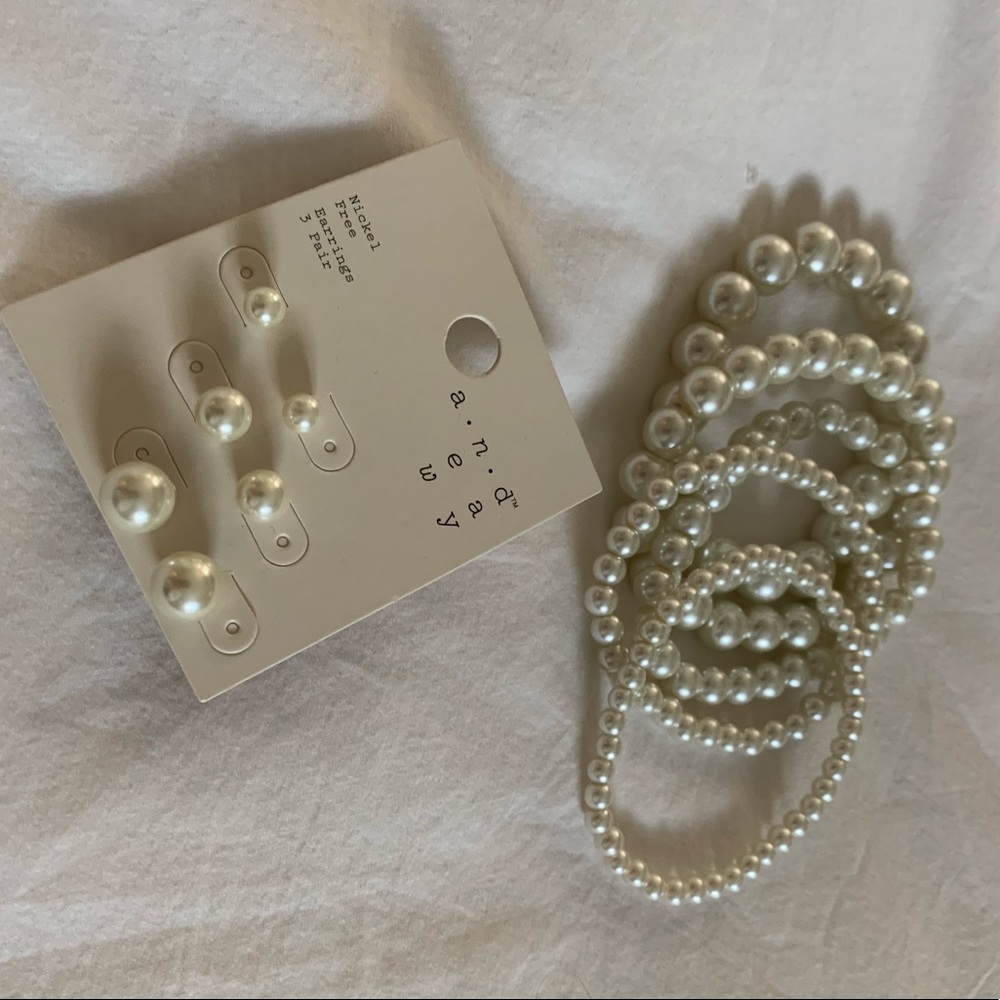 A New Day Faux Pearl Bracelet and Earring Set